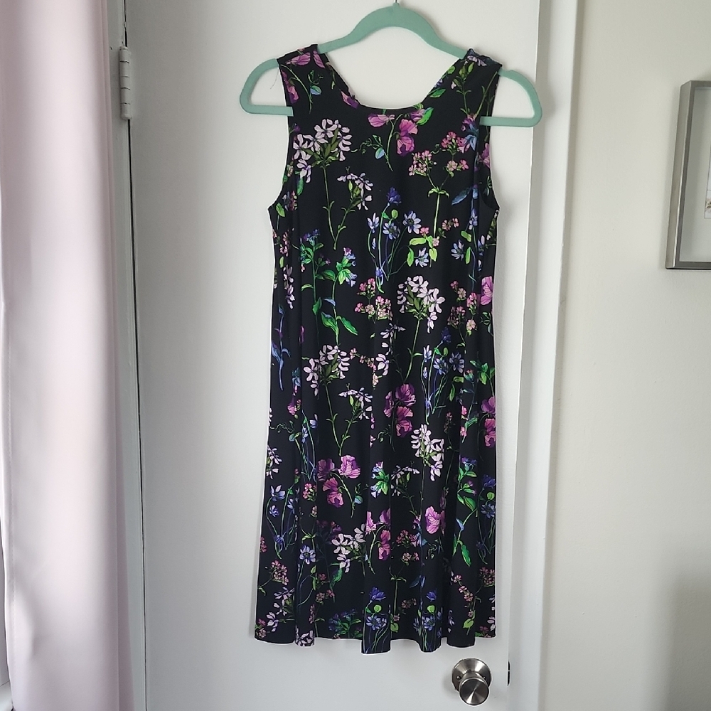 Tommy Hilfiger Black and Blue Scoop Neck Midi Sundress